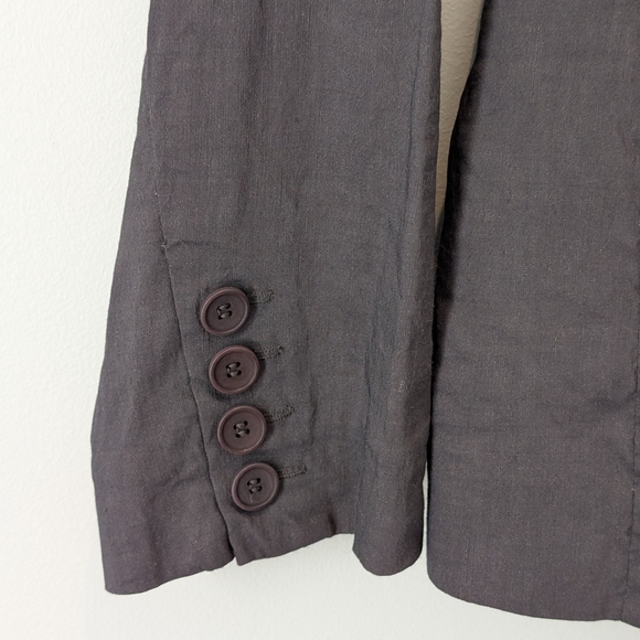 New Eileen Fisher Graphite Notched Collar Shaped Jacket Linen Blend - Picture 2 of 6